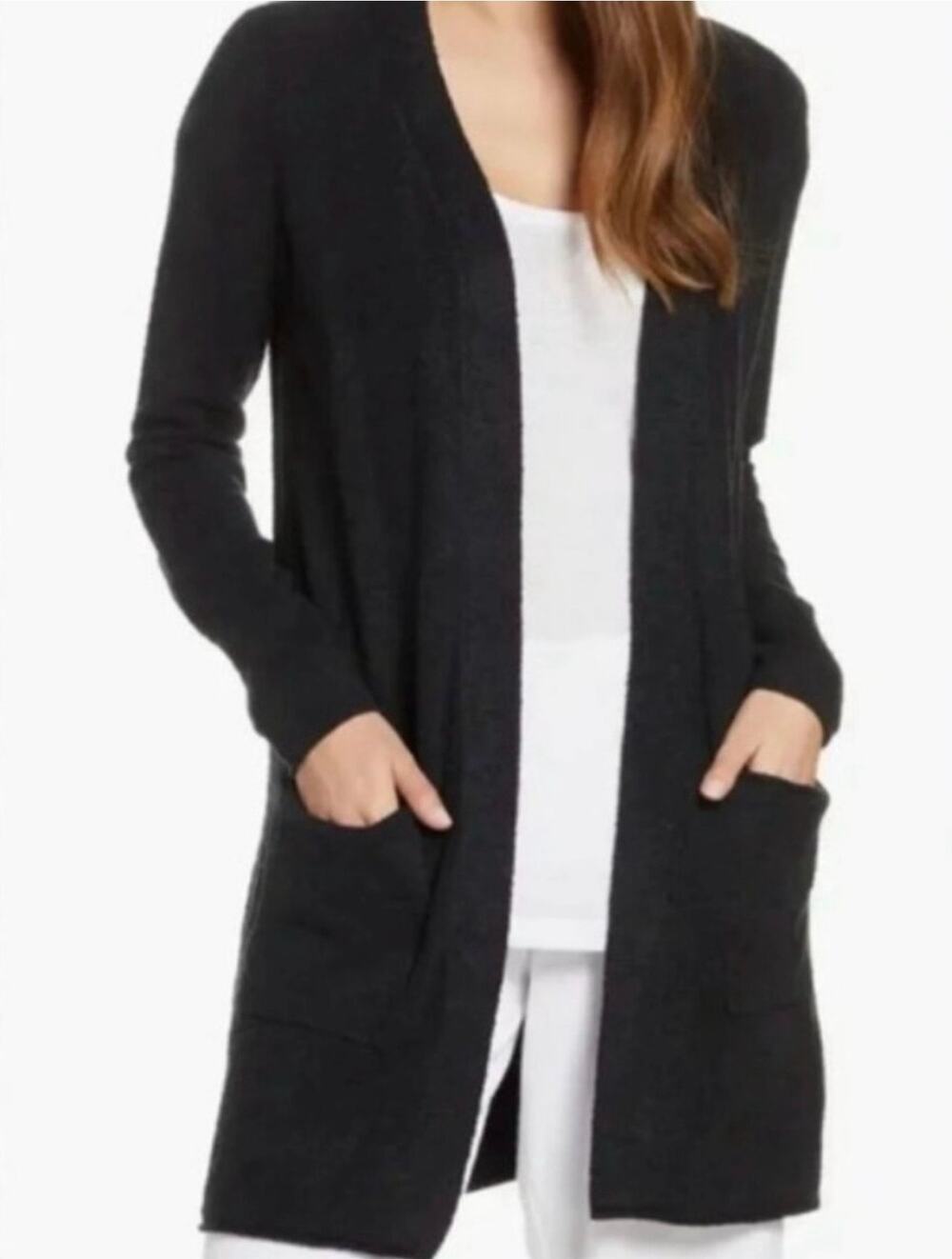 Barefoot Dreams CozyChic Lite Long Cardigan Black Size Small